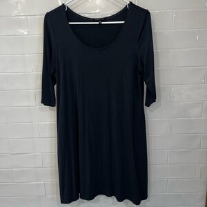 Eileen Fisher Dress Gray Swing T-Shirt Scoop Neck Sz Medium